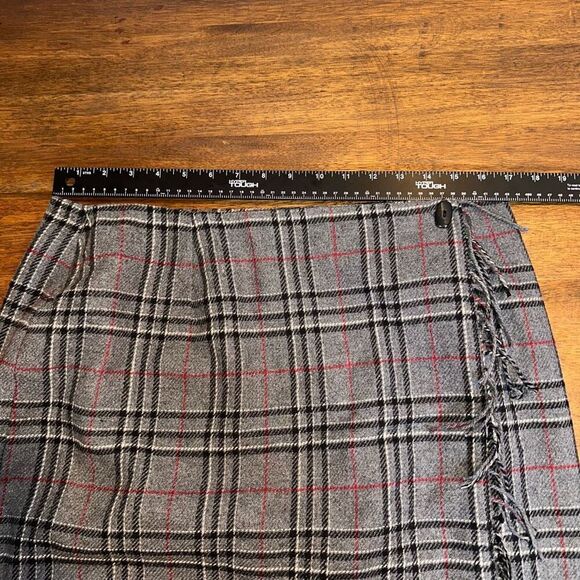 VTG Sag Harbor Plaid Faux Wrap Wool Blend Skirt - Picture 4 of 6